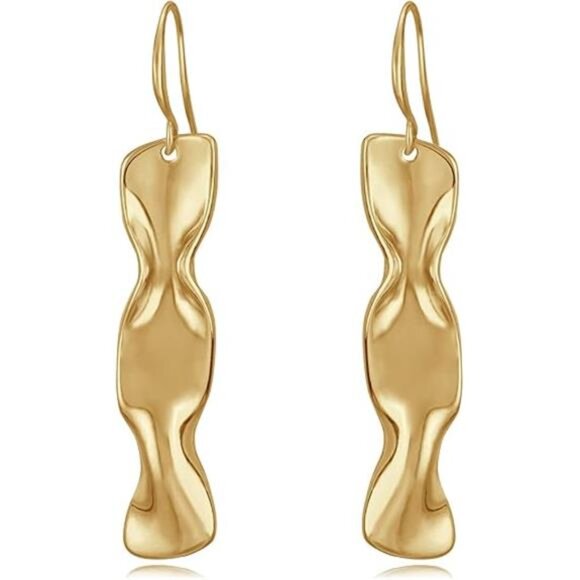 ✨ Long Gold Bar Dangle Earrings | 14K Gold Plated | Modern Minimalist Style ✨ - Picture 4 of 4